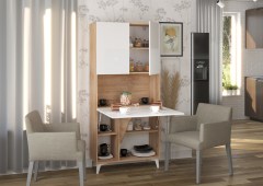 Riiul kirjutuslauaga Megan 1 (tamm sonoma hele/valge läikiv)